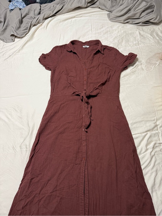 Caslon Dresses & Skirts - Caslon Button-Front Tie-Waist Maxi Dress - Burgundy